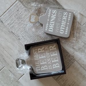 New with tags Bottle Opener Coaster Gift Set Men's Gift Drink Local Beer